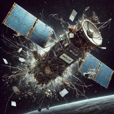 Облако обломков после взрыва спутника Intelsat 33e